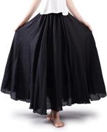 👗 maximize comfort with women's full circle elastic waistband cotton long maxi skirt dress logo