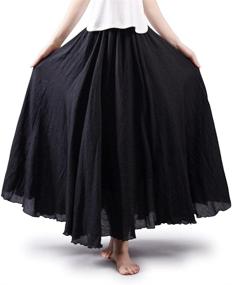 img 4 attached to 👗 Maximize Comfort with Women's Full Circle Elastic Waistband Cotton Long Maxi Skirt Dress