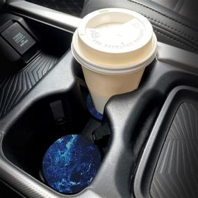 img 3 attached to 🚘 Absorbent Car Coasters for Drinks - Cute Cup Holder Coasters with Fingertip Grip, Auto Accessories for Women & Men - Pack of 2 (Blue Sky)