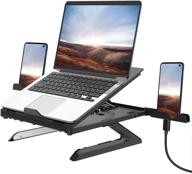 🖥️ ergonomic laptop stand with heat ventilation, adjustable multi-angle laptop riser for desk, compatible with all laptop models logo