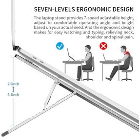img 1 attached to 📱 Регулируемая алюминиевая подставка для ноутбука MacBook Air Pro, HP, Lenovo, Dell и других - для ноутбуков и планшетов от 10 до 17 дюймов.