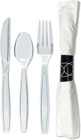 img 4 attached to 🍴 40-Piece Wrapped Plastic Cutlery Set with Napkin - Extra Heavy Duty Knife Fork Spoon Napkin Sets - Individually Wrapped Kits - Clear - Ideal for Weddings, Catering Events, & Big Parties
