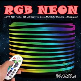 img 3 attached to Enhance Your Home Decor with IEKOV RGB LED Neon Light Strip - Waterproof, Flexible, and Color Changing 5050 SMD LED Rope Light with Remote Controller (16.4ft/5m)