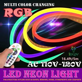 img 4 attached to Enhance Your Home Decor with IEKOV RGB LED Neon Light Strip - Waterproof, Flexible, and Color Changing 5050 SMD LED Rope Light with Remote Controller (16.4ft/5m)