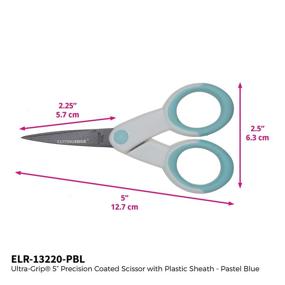 img 3 attached to 🔷 ECR4Kids Precision Non-Stick Coated Scissors with Sheath - 5" Ultra-Grip, Extra Sharp Pointed Tip - Ideal for Sewing, Crafting, and DIY - Pastel Blue