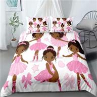 🩰 pink african american ballerina bedding set full for girls kids, 2-piece ballet princess dancer duvet cover, black girls comforter cover set including 1 duvet cover + 1 pillowcase logo