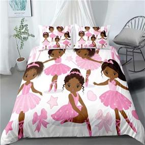 img 3 attached to 🩰 Pink African American Ballerina Bedding Set Full for Girls Kids, 2-Piece Ballet Princess Dancer Duvet Cover, Black Girls Comforter Cover Set Including 1 Duvet Cover + 1 Pillowcase