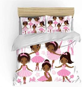 img 2 attached to 🩰 Pink African American Ballerina Bedding Set Full for Girls Kids, 2-Piece Ballet Princess Dancer Duvet Cover, Black Girls Comforter Cover Set Including 1 Duvet Cover + 1 Pillowcase