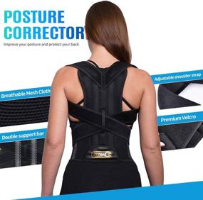 img 2 attached to 🩺 Adjustable Back Support Belt and Posture Corrector for Men and Women - Breathable Mesh, Back Brace Strap for Back Pain Relief (Size: M)