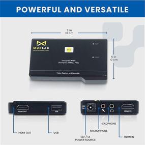 img 3 attached to Устройство захвата видео MuxLab HDMI в USB: Захват видео 1080P 60FPS, Сохранение 1080P 30FPS, Без необходимости драйверов, для ПК, игровых приставок, телевизионных приставок - Портативное устройство для записи игр.