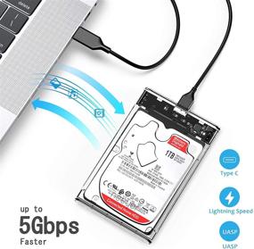 img 3 attached to 💾 Корпус жесткого диска Neeyer 2.5" - USB 3.0 к SATA III Прозрачный внешний HDD/SSD - Оптимизирован для 9,5 мм/7 мм 2.5" - Без инструментов UASP - Максимальная вместимость 4 ТБ