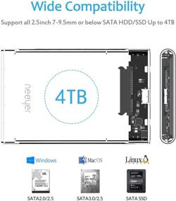 img 2 attached to 💾 Корпус жесткого диска Neeyer 2.5" - USB 3.0 к SATA III Прозрачный внешний HDD/SSD - Оптимизирован для 9,5 мм/7 мм 2.5" - Без инструментов UASP - Максимальная вместимость 4 ТБ