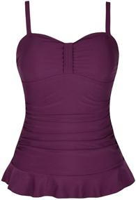 img 3 attached to Hilor Ruched Tankini 👙 Swimsuit for Women - Women's Clothing