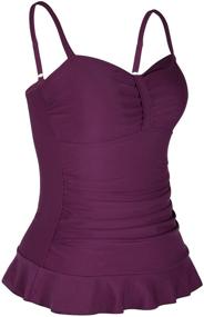 img 2 attached to Hilor Ruched Tankini 👙 Swimsuit for Women - Women's Clothing