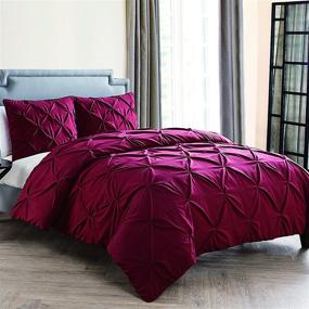 img 1 attached to VCNY Home Carmen Collection Super Soft Microfiber Duvet Cover Queen Burgundy - Cozy and Relaxing Bedding Set with Chic Modern Design for Home Décor