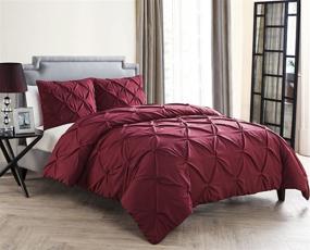 img 2 attached to VCNY Home Carmen Collection Super Soft Microfiber Duvet Cover Queen Burgundy - Cozy and Relaxing Bedding Set with Chic Modern Design for Home Décor