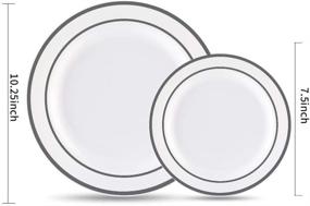 img 3 attached to 102-Piece Silver Plastic Plates, White Disposable Plates, China-like Design Silver Plates, Includes: 51 Dinner Plates (10.25 Inch) and 51 Salad/Dessert Plates (7.5 Inch)