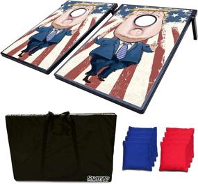 img 4 attached to LOKATSE HOME Classic Cornhole Set - Best Value Deal with 8 Bean Bags, 2 MDF Surface Boards, and Travel Case