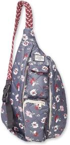 img 2 attached to 🌸 Quilted Pressed Flowers KAVU Mini Rope Puff Bag: Sling Crossbody Backpack Travel Purse