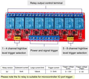 img 1 attached to 🔴 Высокоэффективный 8-канальный 5-вольтовый реле-модуль с оптопарой для изоляции, поддерживающий реле высокого/низкого уровня срабатывания - красная плата