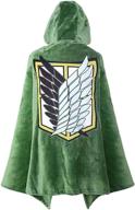 👘 anime recon corps wearable blanket - flannel fleece cosplay throw blanket with hooded cloak shawl wrap logo