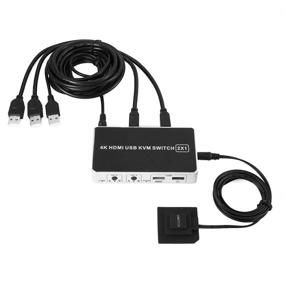 img 4 attached to HDMI KVM Switch with 2 Port USB, 4K 🔀 30Hz - Supports Keyboard Mouse Switching for Linux, Windows, Mac, PS4
