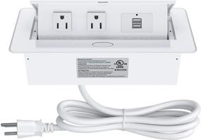 img 4 attached to 💡 UL-Certified Выдвижной розеточный блок с встроенным электрическим разъемом Power Hub, 2 розетки и 2 порта USB для Конференц-залов, столов и прочих поверхностей.