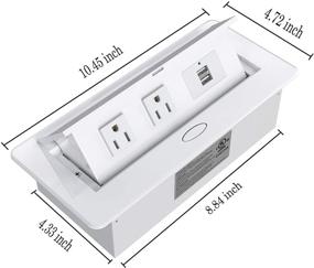 img 2 attached to 💡 UL-Certified Выдвижной розеточный блок с встроенным электрическим разъемом Power Hub, 2 розетки и 2 порта USB для Конференц-залов, столов и прочих поверхностей.