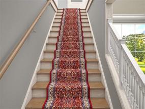 img 4 attached to Marash Luxury Collection 25' Stair Runner Rugs - Stair Carpet Runner with 336,000 Points per Square Meter - Sarouk Red