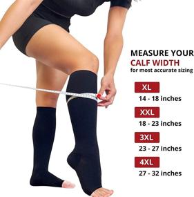 img 3 attached to 🧦 BAMS Plus Size Open Toe Compression Socks Wide Calf – Bamboo Graduated Toeless Knee-High Support for Comfortable Compression