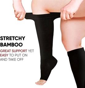 img 2 attached to 🧦 BAMS Plus Size Open Toe Compression Socks Wide Calf – Bamboo Graduated Toeless Knee-High Support for Comfortable Compression