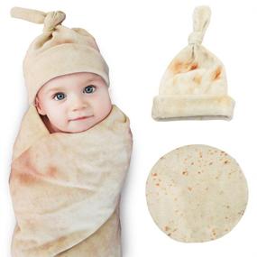 img 4 attached to 🌯👶 Безопасная пеленка-буррито для малышей: покрывало-тарталетка с шапочкой - супермягкое и идеальный подарок на детский праздник (Круглое, Желтый, 35 дюймов)