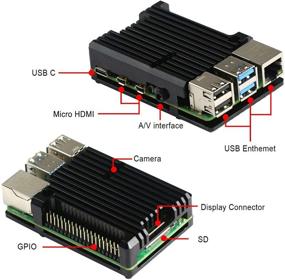 img 3 attached to 🔥 Durable Metal Case with Effective Thermal Adhesive for Raspberry Pi 4 Model B: Stay Cool and Protected