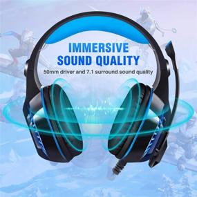 img 3 attached to 🎮 ENVEL Gaming Headset for PS4, PS5, Xbox One, PC, Laptop - Over Ear Noise Cancelling Headphone with Mic, Surround Sound, LED Lights - Black & Blue