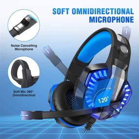 img 1 attached to 🎮 ENVEL Gaming Headset for PS4, PS5, Xbox One, PC, Laptop - Over Ear Noise Cancelling Headphone with Mic, Surround Sound, LED Lights - Black & Blue