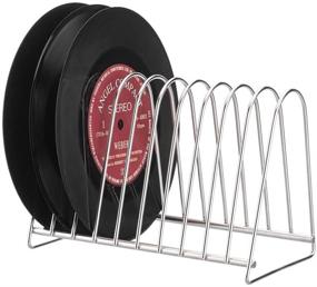 img 4 attached to 🎶 WEWU ROUNDS Vinyl Record Storage Stand Holder for 12" LP and 7" EP Records - Stainless Steel Drying Table Stand for up to 10 Records