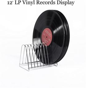 img 2 attached to 🎶 WEWU ROUNDS Vinyl Record Storage Stand Holder for 12" LP and 7" EP Records - Stainless Steel Drying Table Stand for up to 10 Records