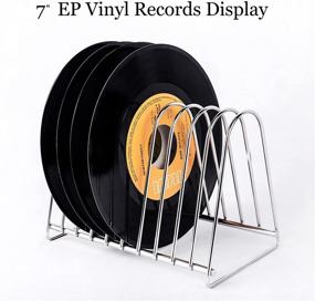 img 3 attached to 🎶 WEWU ROUNDS Vinyl Record Storage Stand Holder for 12" LP and 7" EP Records - Stainless Steel Drying Table Stand for up to 10 Records