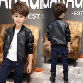 img 2 attached to 🧥 Stylish Boys Faux Leather Jacket - Lightweight Coat for Spring & Autumn