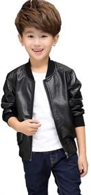 img 4 attached to 🧥 Stylish Boys Faux Leather Jacket - Lightweight Coat for Spring & Autumn