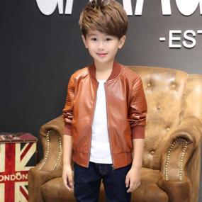 img 1 attached to 🧥 Stylish Boys Faux Leather Jacket - Lightweight Coat for Spring & Autumn