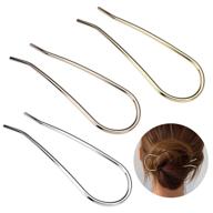 💇 metal hair fork 4.6 inch simple u shape updo hair sticks gold-plated hairpins for thick hair styling, 3 pack - gold, rose gold, silver logo