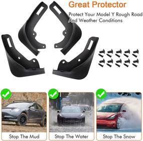 img 2 attached to 🚗 TopLight Model Y Mud Flaps &amp; Splash Guards – Full Protection Custom Kit, Front and Rear Mudguard Set with Screws – No Drill Holes Required (Set of 4)