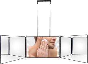 img 4 attached to 💡 Rechargeable 3 Way Mirror with Lights: Height Adjustable Trifold Mirror for DIY Hair Cutting, Shaving, Grooming, Styling & Makeup