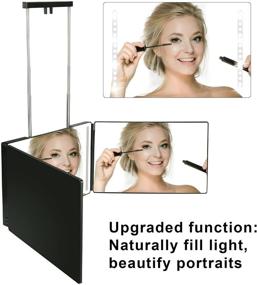 img 3 attached to 💡 Rechargeable 3 Way Mirror with Lights: Height Adjustable Trifold Mirror for DIY Hair Cutting, Shaving, Grooming, Styling & Makeup