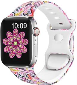 img 4 attached to 🌸 Орибир Цветочные ремешки для Apple Watch: Стильные и яркие замены для женщин - совместимы с Apple Watch Series SE/7/6/5/4/3/2/1 (38мм/40мм/41мм)