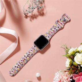 img 3 attached to 🌸 Орибир Цветочные ремешки для Apple Watch: Стильные и яркие замены для женщин - совместимы с Apple Watch Series SE/7/6/5/4/3/2/1 (38мм/40мм/41мм)