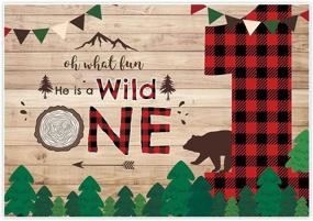 img 4 attached to 🎉 Allenjoy 7x5футовый Lumberjack Wild One фон Чудесный Мальчик Принц 1-ый Первый День Рождения Набор Красный Черный Клетчатый Буффало Детские Вечеринки Украшения Реквизит Для Фотосессии Декорации Душа для Младенца Кексы