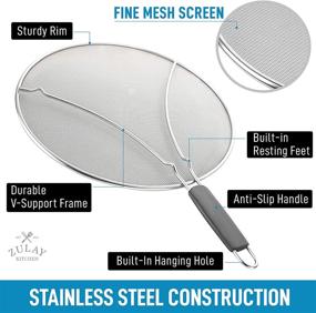 img 3 attached to 🔥 13-Inch Stainless Steel Splatter Screen for Frying Pan - Effective Shield, Grease Guard, and Oil Splash Stopper - Keep Stove Clean, Prevent Burns - Zulay (Gray)