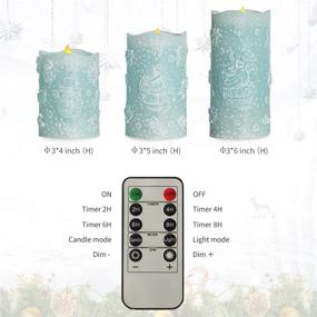 img 1 attached to 🕯️ Ceyunsal Christmas Flameless Candles Set of 3 - Blue H4x5x6in - Remote Controlled Battery Operated Xmas Pillar Candles for Holiday Home Decor